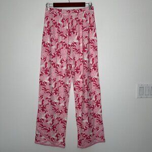 Garnet Hill Asian Wrap Pajama Pants Small Pink Floral Organic Cotton